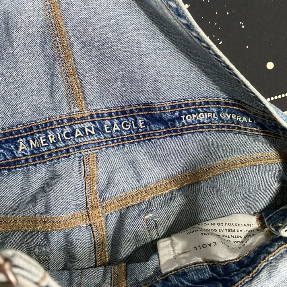 American Eagle Tomgirl Overalls Denim Womens Medium Western Farmer Festival - Picture 2 of 8
